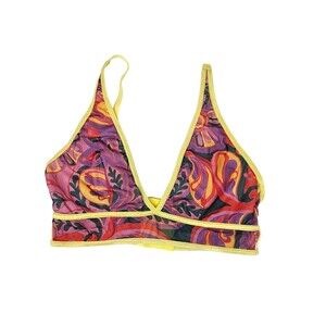 KILO BRAVA Semi Sheer Bralette Multicolor Triangle Cups Medium Adjustable Straps